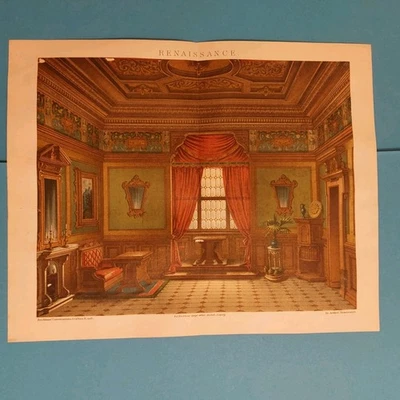 Orig.(1885) Chromolithographie Renaissance Zimmer  - Bild 1 von 4
