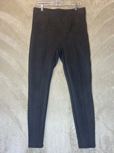 Spanx Faux Suede Pants XL High Rise Stretchy Leggings Chocolate Brown Office - Picture 1 of 14