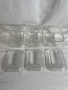 Pyrex Fridgie Lot Of 3 501-B Refrigerated Dish With Ribbed Lid Clear 501-C - Picture 1 of 12