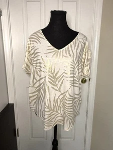 Cravatta Love Scarlett oro metallizzato stampa foglia di palma manica spaccata taglia large - Foto 1 di 8