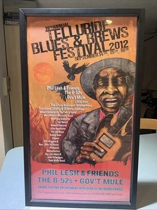TELLURIDE BLUES & BREWS FESTIVAL 2012 EVENT POSTER FRAMED 29”x17” FREE SH - Picture 1 of 5