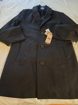 Mens Sz S Docker Long Black Winter Dress Coat Jacket  Wool Blend MSRP $250 NWTS - Image 1 of 4
