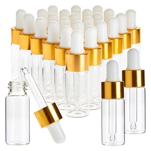 24-Pack Clear Glass Tincture Bottles with Dropper, Mini Eye Dropper, Gold, 10ml - Picture 1 of 10
