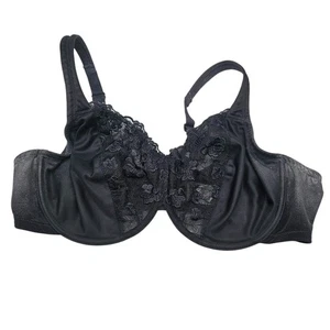 Breezies Womens Sz 44C Unlined Sexy T Shirt Bra Black Lace - Picture 1 of 4