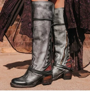 New Freebird by Steven Women Coal Black Gray Boots Size 8 - Picture 1 of 9