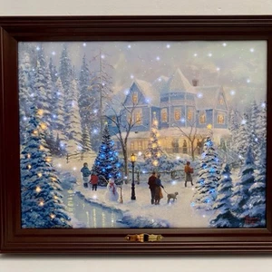 Thomas Kinkade Illuminated/Musical Canvas Christmas Homecoming Bradford Exchange - Picture 1 of 14