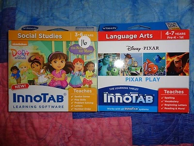 Lot 2 VTECH INNOTAB GAME CARTRIDGES Dora and Friends Search for Mono Pixar Play - Image 1 of 2