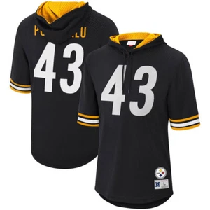 Mens Troy Polamalu 2005 Steelers Name & Number Mesh Short Sleeve Pullover Hoodie - Picture 1 of 6