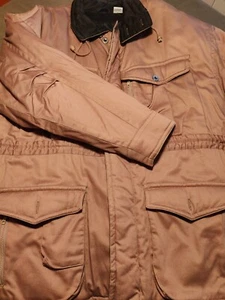 Vintage H. Valentino XL Cotton Parka Jacket Mens Brown Quilted Liner - Picture 1 of 4