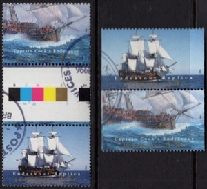 Australia Endeavour 1995 réplica 2 pares conjunto de 4 estampillas folletos buen usado - Imagen 1 de 1