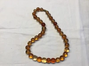 Vintage Mid Century Bernstein Plexiglas große runde Perlen klobig Statement Halskette 20" - Bild 1 von 5