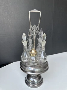 Antique Victorian 6 Piece Cruet Set Quadrupled Plated Middletown Plate Co - Picture 1 of 24