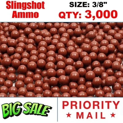 3000 QTY Biodegradable Slingshot Ammo 3/8" Inch Precision Hard Clay Balls Lot