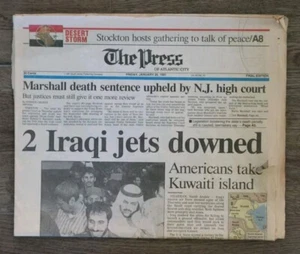 Press Of Atlantic City January 25, 1991 Historic Newspaper - Picture 1 of 3