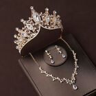 1 Set Baroque Gold Crystal Crown Necklace Princess Tiara Headband Queen Jewerly