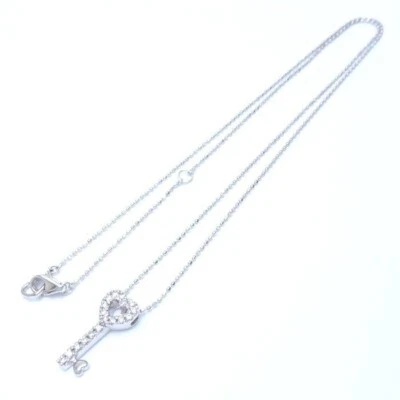 Collana A Cuore Ponte Vecchio Con Diamante 0.18ct In Oro Bianco K18WG - Immagine 1 di 4