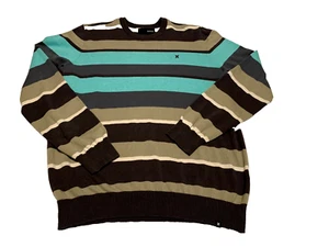 Hurley Sweater Men's LARGE Stripes Color Block Crew Neck LS - Picture 1 of 6