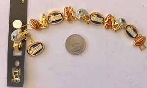 New England Patriots Gold 13 3D Charms NFL Bracelet NFL Licensed Jewelry Item - Picture 1 of 1