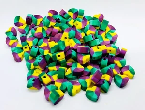 30 Polymer Clay Heart Beads 12mm hole size 2mm Rainbow Colors - Picture 1 of 1