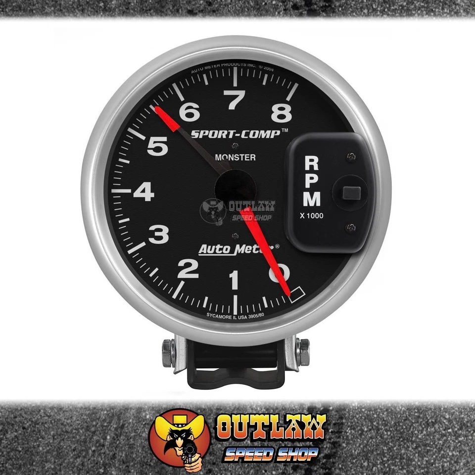 AUTOMETER MONSTER TACHO REDLINE POINTER PEDESTAL MOUNT 5" 0-8000 RPM - AU3980 - image 1 of 1