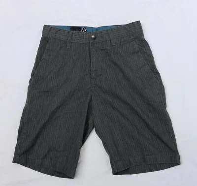Volcom Men's Sz 28 Gray Striped Flat Front 10" Inseam Shorts  - Image 1 of 4
