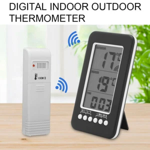 Indoor Outdoor Wireless Humidity Meter Digital LCD Thermometer Hygrometer Clock - Picture 1 of 12
