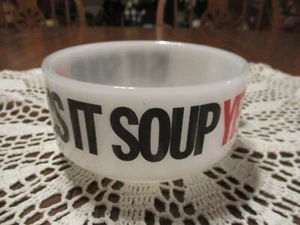 Vintage "Glasbake"  "Is It Soup Yet?"  Bowl w/ Finger Grip - Picture 1 of 4