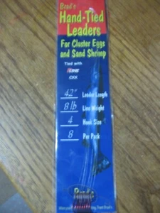 Brad's handgebundene Vorfächer Ei Cluster Sand Garnelen Größe 4 Haken 8er Pack 42" Vorfach - Bild 1 von 2