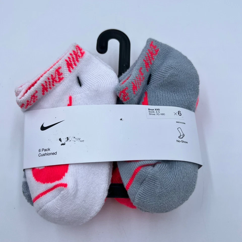 Paquete de 6 calcetines acolchados para niños Nike talla XXS talla 7C-10C lisos Foto 1 de 4