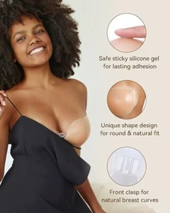 B size Adhesive Bra Sticky Bra Wing-Shape Reusable Strapless Backless - Picture 1 of 6