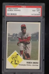 1963 FLEER BASEBALL #50 RUBEN AMARO PHILLIES REGISTRY SET BREAK PSA 8 NM-MT - Picture 1 of 2