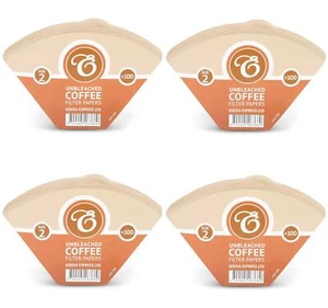 400 Size 2 / 2K Coffee Filter Paper Cones, Unbleached Brown Replacement - Picture 1 of 4