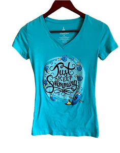 Disney Parks  Just Keep Swimming Dory Short Sleeve TShirt Womens Sz M Turquoise - Picture 1 of 6