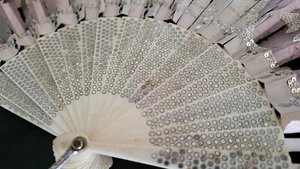 Antique Bone Fan With Inlays - Picture 1 of 16
