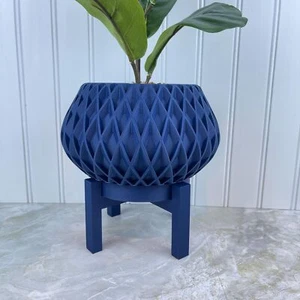 The Rivio Indoor Planter with Drainage Holes Saucer and stand 3D Printed Planter - Picture 1 of 10
