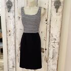 Jessica Howard Size 8 Woman's Black White Striped Knit Sheath Career Work Dress