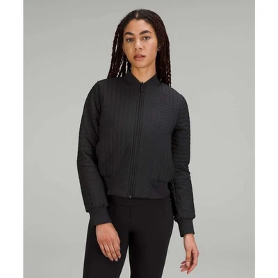 Chaqueta Bomber Lululemon 12 Non-Stop Texturizada Negra W4CBYS Reversible Foto 1 de 4