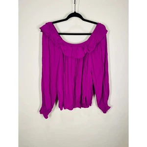 Knox Rose Women's Purple Ruffled Long Sleeve Top Blouse Size M - Picture 1 of 6