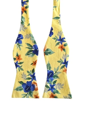 Daniel Cremieux Cotton Bow Tie Yellow Floral Adjustable NWT $39.50 NEW - Image 1 of 2