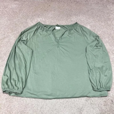 Blusa para mujer Lou & Grey verde talla grande manga larga Foto 1 de 4