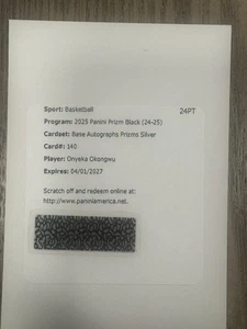 2025 Prizm Black - Onyeka Okongwu Prizms Silver Auto Redemption - Picture 1 of 1