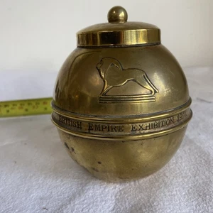 Antique 1924 British Empire Exhibition Brass Liptons Tea Caddy - Picture 1 of 8