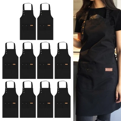 Delantal babero de cocina ajustable impermeable 10 piezas para hombres y mujeres Foto 1 de 4