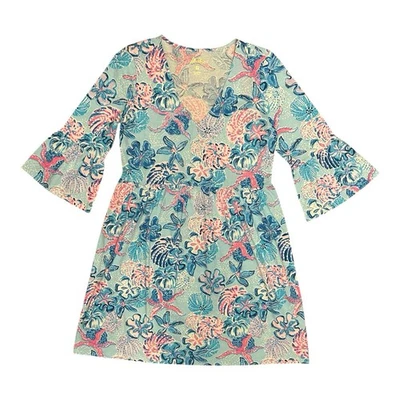 Lilly Pulitzer Dannie V-Neck 3/4 Sleeve Dress Small Bahamas Beachcomber - Image 1 of 4