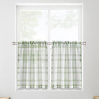 30 X 36 Inch 2 Panels Buffalo Checked Kitchen Sheer Curtains Faux Linen Textured
