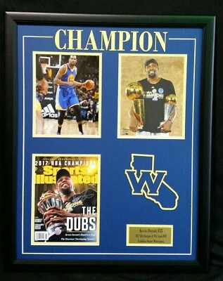 KEVIN DURANT Signed GS WARRIORS SI MAGAZINE, NBA CHAMPION Custom framed. JSA  - Image 1 of 4