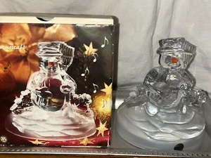 Statuina musicale Cristal d'Arques 5 3/4" pupazzo di neve gelido decorazione natalizia invernale - Foto 1 di 6