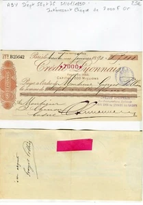 Dept 58/75 - Cosne & Paris - Crédit Lyonnais cheque de 7,000 F gold 31/01/1890 - Picture 1 of 1