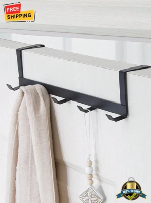 Gancho sobre la puerta de hierro negro 1 pieza 5 filas percha de alta resistencia para bolsas y toallas Foto 1 de 4