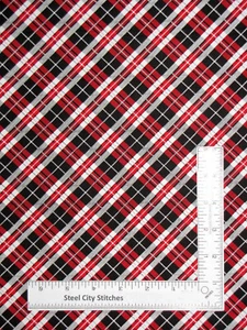 Christmas Gnome Diagonal Plaid Fabric Red Cotton Timeless Treasures C1368 Yard - Picture 1 of 1
